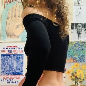 Button up cropped off-the-shoulder top